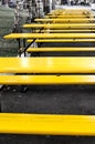 Set of the wooden yellow tables