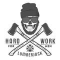 Set or woodman for t shirt and tattoo lumberjack vinage style, emblems and logo.
