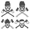 Set or woodman for t shirt and tattoo lumberjack vinage style,emblems and logo.