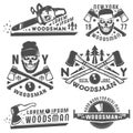 Set or woodman for t shirt and tattoo lumberjack vinage style,emblems and logo.