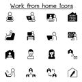 Set of Work at home line icons. contains such Icons as, business people, video conference, online meeting, business people,