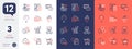 Set of Work home, Swipe up and Exhibitors line icons. For design. Vector