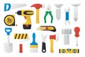 Set of work tools in flat design Royalty Free Stock Photo