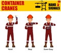 Set of worker present container cranes hand signal on white background Royalty Free Stock Photo