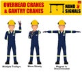 Set of worker present Overhead cranes hand signal on white background Royalty Free Stock Photo