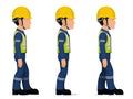 Set of workers are looking straight ahead on white background Royalty Free Stock Photo
