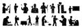 Set of workers silhouette. Collection of multiple professional worker occupations in different industries Royalty Free Stock Photo