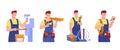 Set of workers of various construction, repair professions. Painter, electrician, carpenter, plumber. Vector illustration in flat