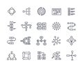 Set of workflow related line icons. Simple symbols with algorithm, strategy, processing and operation. Editable stroke Royalty Free Stock Photo