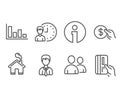 Working hours, Histogram and Payment icons. Businessman, Users and Payment card signs.