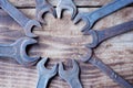 A set of working vintage wrenches Royalty Free Stock Photo