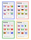 Set worksheet on geography for preschool and school kids. What countrys flag. With answers