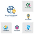 Set of World Bulb logo vector template. Creative Bulb logo design concepts Royalty Free Stock Photo