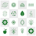 Set of World environment icons Logo Concepts. World Ecology vector for web. Eco Vector Line Icons. Icons Electric Car, Global Royalty Free Stock Photo