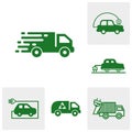 Set of World environment icons Logo Concepts. World Ecology vector for web. Eco Vector Line Icons. Icons Electric Car, Global Royalty Free Stock Photo