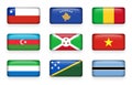 Set of world flags rectangle buttons Chile . Kosovo . Mali . Azerbaijan . Burundi . Vietnam . Sierra Leone . Solomon Islands . B Royalty Free Stock Photo