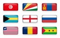 Set of world flags rectangle buttons Tunisia . Seychelles . Mongolia . Bahamas . England . Russia . Liberia . Chad . Sao Tome an Royalty Free Stock Photo