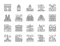 Set of World Landmark Line Icons. Egypt, Italy, United Kingdom, France and more.