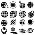 Set of world map vector line icons. Such as map illustration sign collection. Globe symbol.