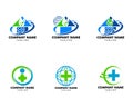 Set of World medical logo design template Royalty Free Stock Photo