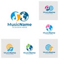Set of World Music Logo Template Design Vector, Emblem, Design Concept, Creative Symbol, Icon Royalty Free Stock Photo