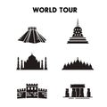 Set Of World Tour Silhouette Icon vector