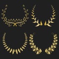 Set of wreaths, symbols of victory. Greek branch. Laurel wreath.