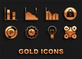 Set Wrench and gear, Shopping bag with Sale, Infographic element, Light bulb, Pie chart infographic, Graph, chart Royalty Free Stock Photo