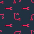 Set Wrench spanner and Water tap on seamless pattern. Vector Royalty Free Stock Photo