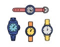 Set of wristwatches, hand drawn doodle Royalty Free Stock Photo