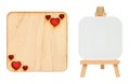 Set of writable boards with wooden heart board isolated on transparent background Royalty Free Stock Photo