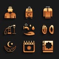 Set Wudhu, Ramadan calendar, Holy book of Koran, Date fruit, Star and crescent, Oil pump pump jack, Shirt kurta and