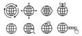 A Set of www icons with a globe, vector website icons. The internet icon. The icon in the Www search bar. Www icons with a manual Royalty Free Stock Photo