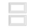 Set 2 1x2 Horizontal Landscape picture frame mockup. Framing mat with wide borders. Realisitc paper, wooden or plastic white blank Royalty Free Stock Photo