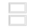 Set 2 1x2 Horizontal Landscape picture frame mockup. Realisitc paper, wooden or plastic white blank. Isolated poster frame mock up Royalty Free Stock Photo