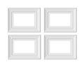 Set 3 2x3 A4 Horizontal Landscape picture frame mockup. Framing mat with wide borders. Realisitc paper, wooden or plastic white