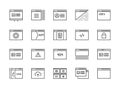Set of 48x48 Minimal Browser, Developing, App and Coding Vector Line Icons. Perfect Pixel. Thin Stroke. Royalty Free Stock Photo