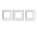 Set 3 1x1 Square picture frame mockup. Framing mat with wide borders. Realisitc paper, wooden or plastic white blank. Isolated Royalty Free Stock Photo