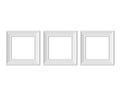 Set 3 1x1 Square picture frame mockup. Realisitc paper, wooden or plastic white blank. Isolated poster frame mock up template on Royalty Free Stock Photo