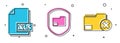 Set XLS file document, Document folder protection and Delete folder icon. Vector Royalty Free Stock Photo