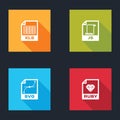 Set XLS file document, JS, SVG and RUBY icon. Vector Royalty Free Stock Photo