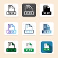 Set xlsx document format file icons. simple design for a responsive user interface