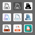 Set xml document format file icons. which is suitable for website, applications and interfaces