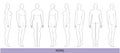 Set of XXXXL Women Fashion template 9 nine head size Croquis over plus size Lady model Curvy body figure front, side