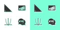 Set XYZ Coordinate system, Triangle math, Graph, schedule, chart, diagram and Laptop with graph icon. Vector Royalty Free Stock Photo