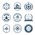 Set of Yacht Club Labels Design Elements Vector