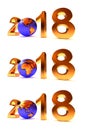 Set of Year 2018 Earth gobe