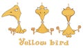 A set of yellow birdies cartoon