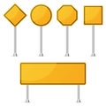 Set of yellow blank road sign. Vector illustration Royalty Free Stock Photo