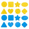 Set of yellow and blue stickers paper stickers mock up Royalty Free Stock Photo